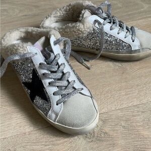 Golden Goose Private Edition Sabot Leather Glitter Star Sneakers. Sz 8